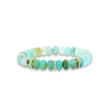 14k Peruvian Opal Beaded Bracelet with 3 Diamond Rondelles - 9mm