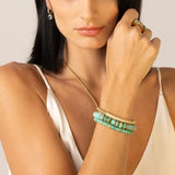 14k Peruvian Opal Beaded Bracelet with 3 Diamond Rondelles - 6mm