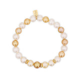 14k South Sea Golden and White Pearl Bracelet with Diamond Rondelles