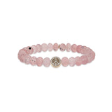 14k Cuties Icon Bracelet - Rose Quartz with Diamond Peace Sign Bead "One of a Kind"