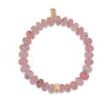 14k Rose Quartz with Inclusions Bracelet with Rondelle - 8mm "One of a Kind"