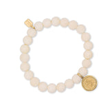 14k St. Christopher Charm on Beaded Bone Bracelet - 8mm