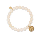 14k Guardian Angel Charm on Beaded Bone Bracelet - 8mm