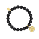 14k Guardian Angel Charm on Beaded Onyx Bracelet - 8mm