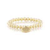 14k Yellow Gold Beaded Bracelet with St. Christopher Charm - 6mm