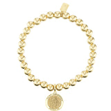 14k Yellow Gold Beaded Bracelet with St. Christopher Charm - 6mm