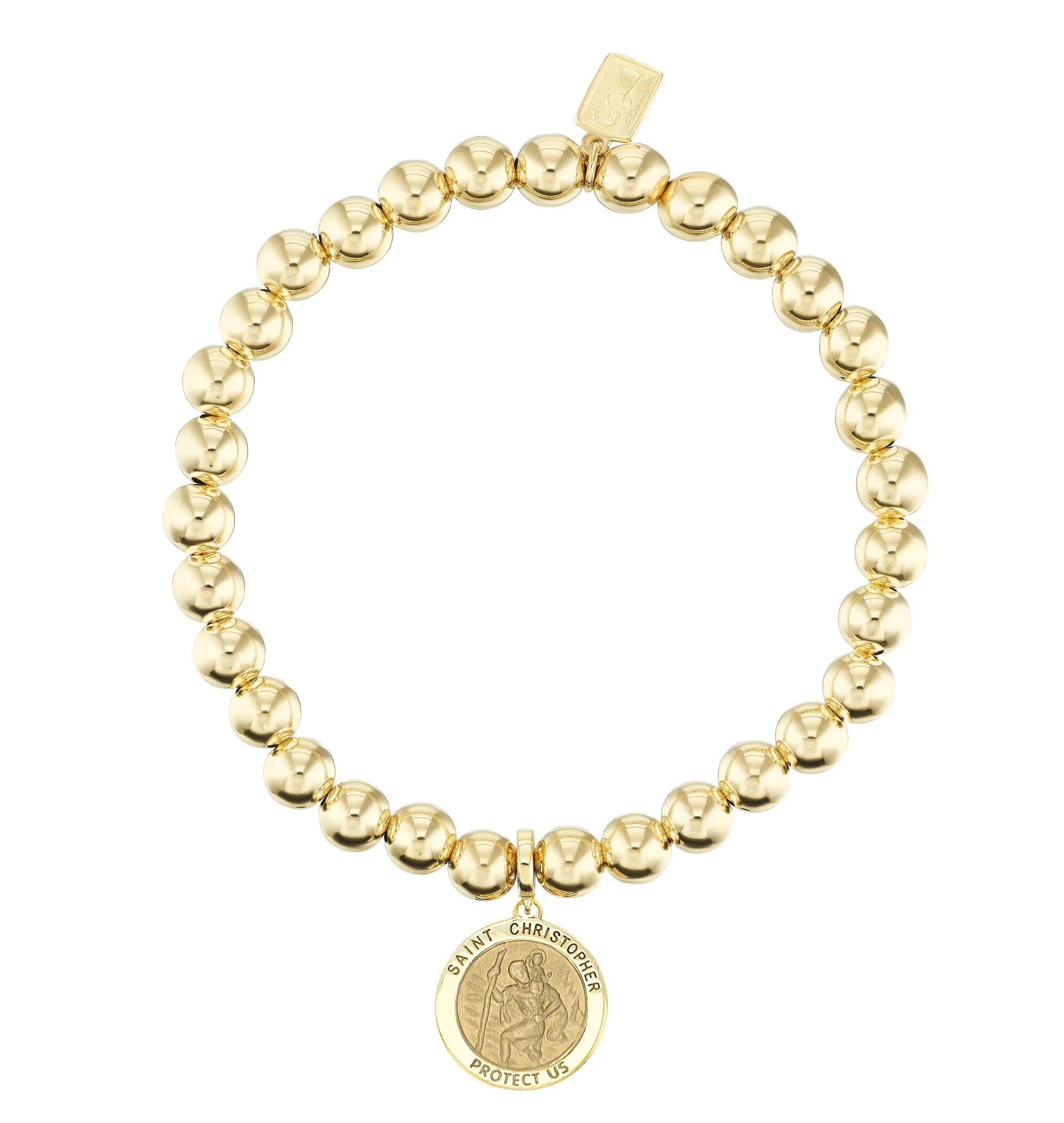 Lui Charon ゴールドブレスレット 14k St. Christopher Charm Bali Beaded Bracelet - 6mm – Sheryl Lowe