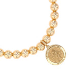 14k Yellow Gold Beaded Bracelet with St. Christopher Charm - 6mm