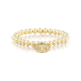 14k Yellow Gold Beaded Bracelet with Guardian Angel Charm - 6mm