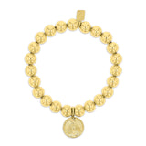 14k Yellow Gold Beaded Bracelet with Guardian Angel Charm - 8mm