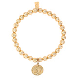 14k Yellow Gold Beaded Bracelet with Guardian Angel Charm - 6mm