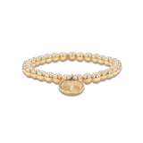 14k Yellow Gold Beaded Bracelet with Guardian Angel Charm - 6mm
