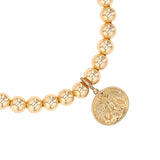 14k Yellow Gold Beaded Bracelet with Guardian Angel Charm - 6mm