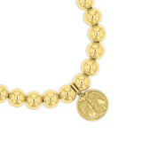 14k Yellow Gold Beaded Bracelet with Guardian Angel Charm - 8mm
