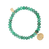 14k Guardian Angel Charm on Beaded Emerald Bracelet - 7mm