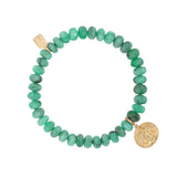 14k St. Christopher Charm on Beaded Emerald Bracelet - 7mm