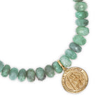 14k Emerald Bracelet with St. Christopher Charm - 7mm