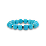 14k Sleeping Beauty Turquoise Beaded Bracelet with Diamond Rondelles - 12mm