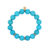 14k Sleeping Beauty Turquoise Beaded Bracelet with Diamond Rondelles - 12mm