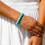 14k Sleeping Beauty Turquoise Beaded Bracelet with Diamond Rondelles - 12mm