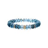 14k London Blue Topaz Beaded Bracelet with 5 Diamond Rondelles - 9mm