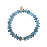 14k London Blue Topaz Beaded Bracelet with 5 Diamond Rondelles - 9mm