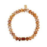 14k Mexican Fire Opal Bracelet with Garnet Bead Connector - 8mm