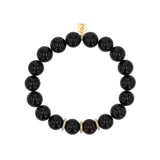 14k Onyx Bracelet with Diamond Rondelles - 10mm