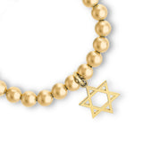 14k Yellow Gold Beaded Bracelet with Star of David Charm