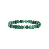 14k Emerald Beaded Bracelet with Diamond Donut - 8mm