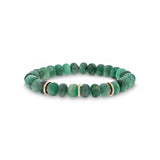 14k Emerald Beaded Bracelet with Diamond Rondelles - 8mm