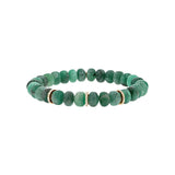 14k Emerald Beaded Bracelet with Diamond Rondelles - 8mm