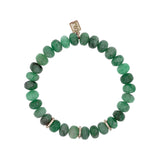 14k Emerald Beaded Bracelet with Diamond Rondelles - 8mm