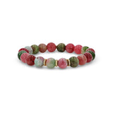 14k Multi Color Tourmaline Beaded Bracelet with Diamond Rondelles - 9mm