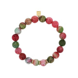 14k Multi Color Tourmaline Beaded Bracelet with Diamond Rondelles - 9mm