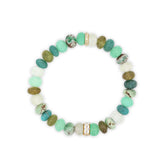 14k Green Mix Gemstone Beaded Bracelet with Diamond Rondelle - 8mm