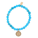 14k Sleeping Beauty Turquoise Bracelet with St. Christopher Charm - 6mm