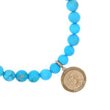 14k Sleeping Beauty Turquoise Bracelet with St. Christopher Charm - 6mm