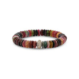 14k Multi Color Tourmaline Beaded Bracelet with Diamond Donut - 8.5mm