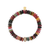 14k Multi Color Tourmaline Beaded Bracelet with Diamond Donut - 8.5mm