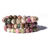 14k Multi Color Tourmaline Beaded Bracelet with Diamond Donut - 8.5mm