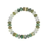 14k Moody Green Mix Gemstone Beaded Bracelet with Diamond Rondelles - 8mm