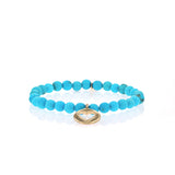 14k Sleeping Beauty Turquoise Bracelet with Open Heart Charm - 6mm