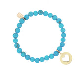 Bracelet en turquoise Sleeping Beauty 14 carats avec breloque cœur ouvert - 6 mm