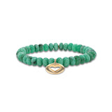 14k Emerald Bracelet with Open Heart Charm - 7mm