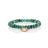 14k Emerald Bracelet with Open Heart Charm - 7mm