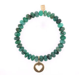 14k Emerald Bracelet with Open Heart Charm - 7mm