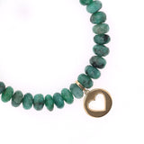 14k Emerald Bracelet with Open Heart Charm - 7mm