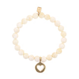 14k Bone Bracelet with Open Heart Charm - 8mm