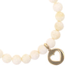 14k Bone Bracelet with Open Heart Charm - 8mm